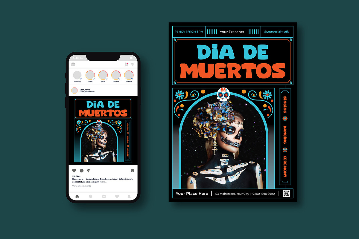 Dia De Los Muertos Flyer, a Flyer Template by iDoodle Studio