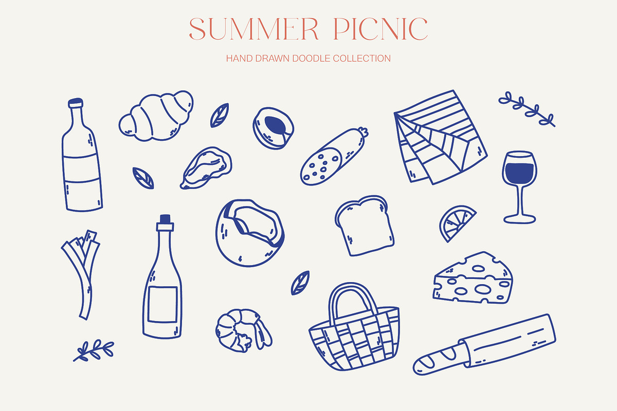 Summer Picnic Elements - Doodle Art, an Illustration by Moonberry_Studio (Photo 3 of 14)