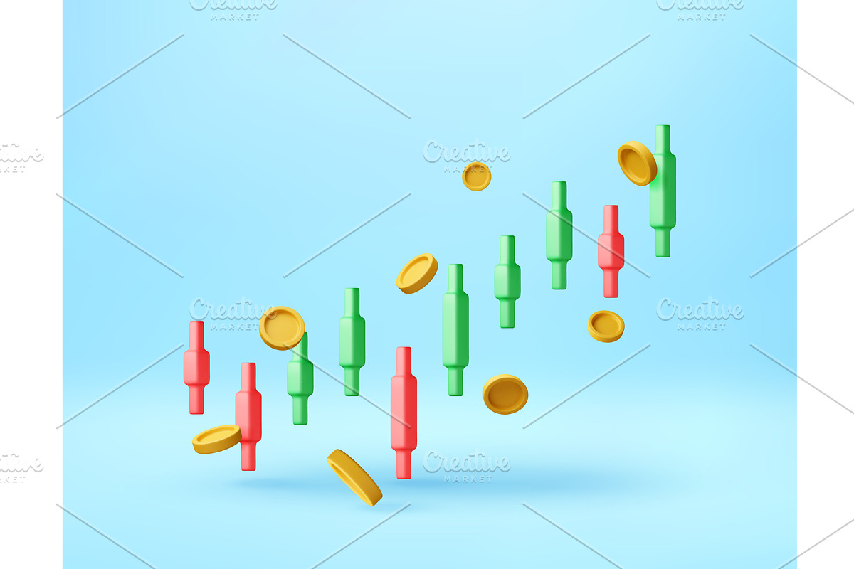 3d Red and green candlestick chart, a Finance Illustration by Abscent