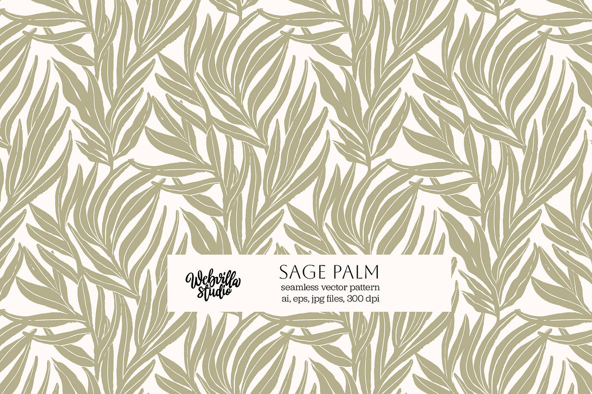 Sage Palm Pattern, a Wallpaper Graphic by Bloomart Studio (Photo 1 of 5)