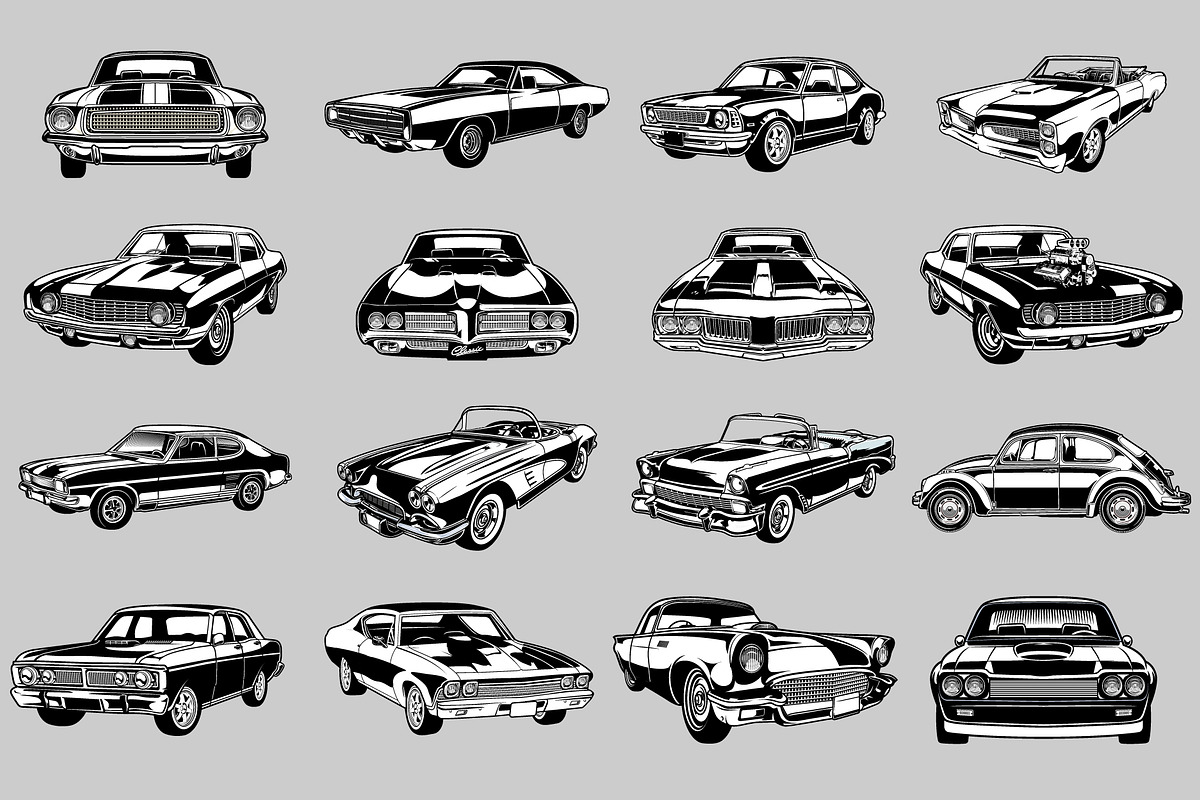 80 Monochrome classic muscle cars, a Transportation Illustration by The BolzStudio (Photo 5 of 6)