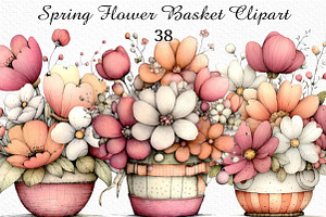 Spring Flower Basket Clipart Png, an Illustration by Craft Nest