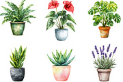 Watercolor Home Plants Clipart, an Illustration by Designking (Thumbnail 5 of 5)