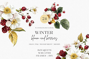 White Flowers with Berries, a Decorative Illustration by ThaismotaCreativeCo