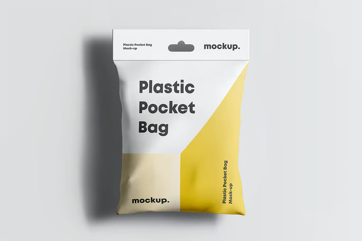 Plastic Pocket Bag Mock-up, a Packaging Mockup by zippypixelstudio (Photo 2 of 8)