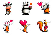 Quirky Valentine's Animals Clipart, an Illustration by Dream Creation (Thumbnail 2 of 7)