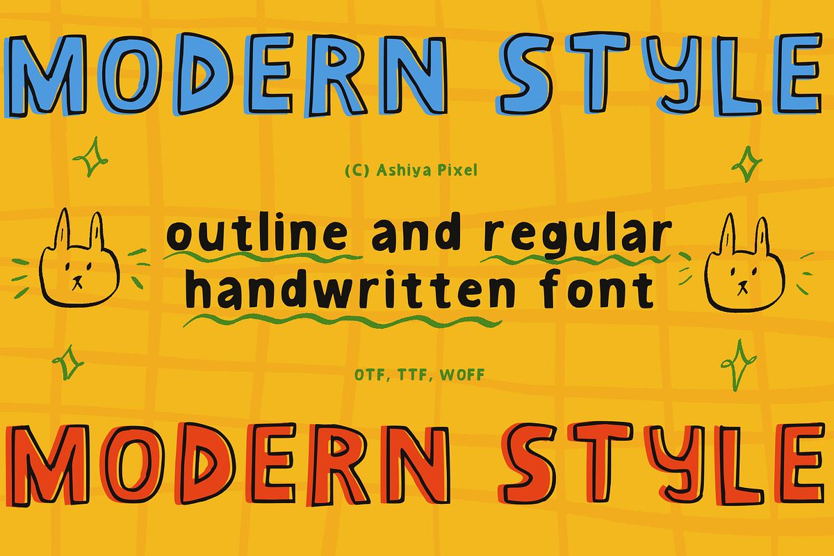 playful outline handdrawn font kit, a Handwritten Font by Ashiya Pixel (Photo 1 of 20)