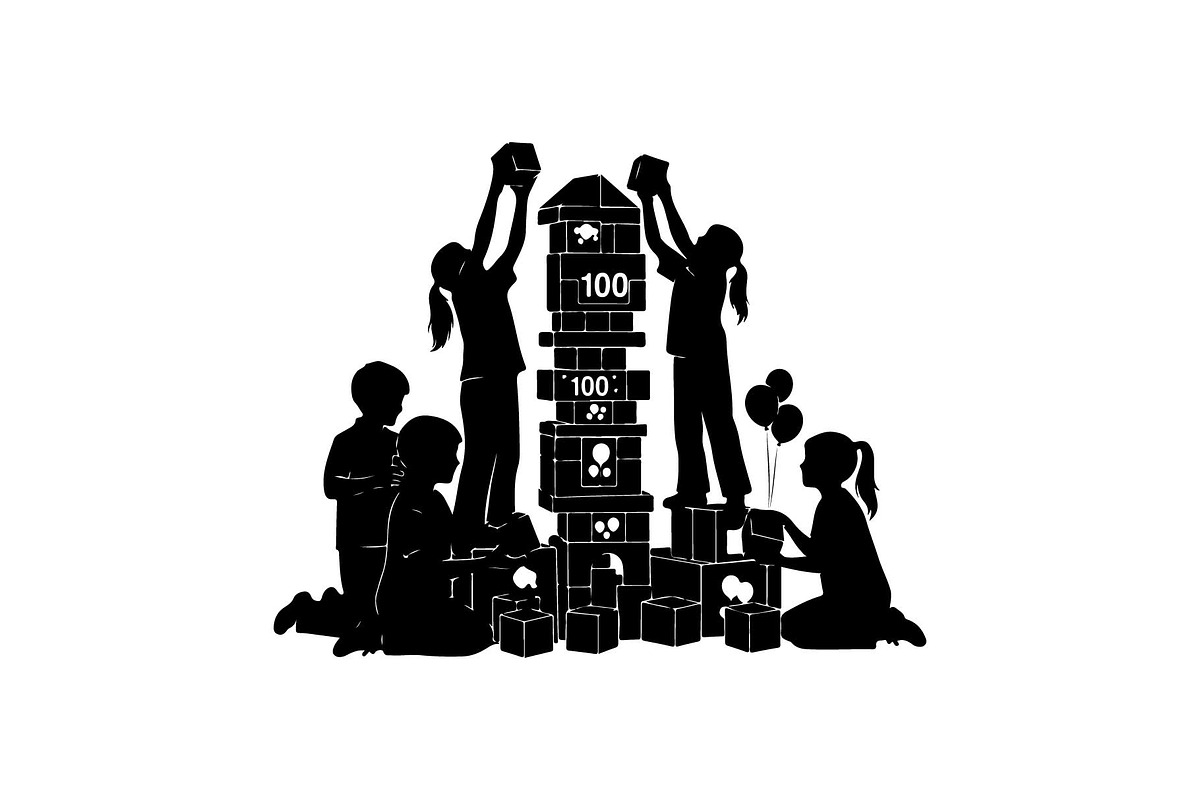 100 Days of School Crowd Silhouette, an Object Graphic by jahid234 (Photo 8 of 9)