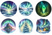 Watercolor Northern Lights Clipart, an Illustration by DreamPrint404 (Thumbnail 5 of 6)