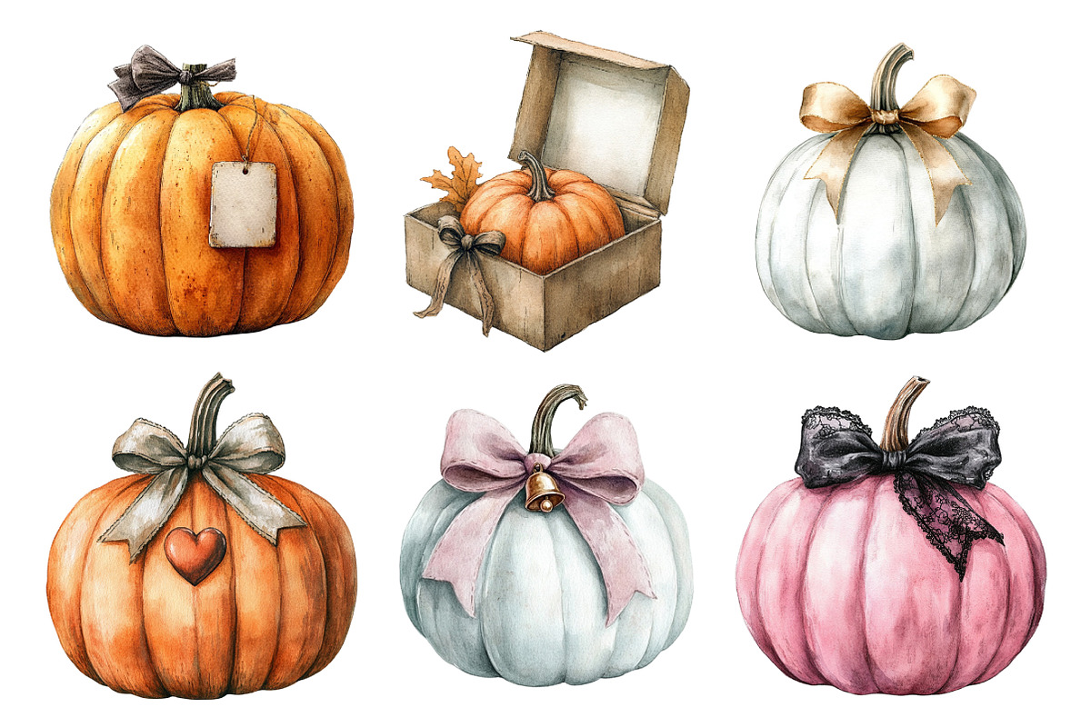 Halloween Coquette Bow Pumpkin Clipa, an Illustration by Daily.Designs (Photo 2 of 5)