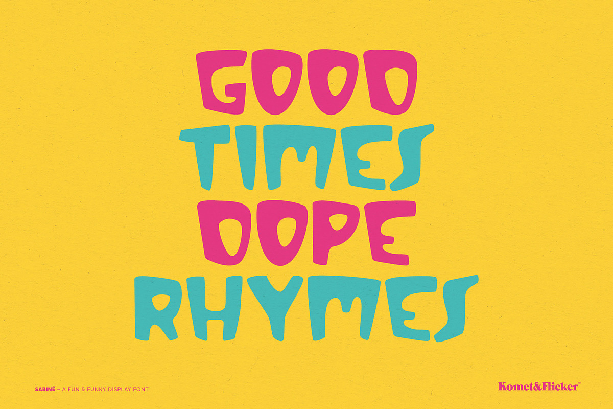 Sabiné - A Fun & Funky Display Font, a Sans Serif Font by Komet & Flicker (Photo 4 of 12)