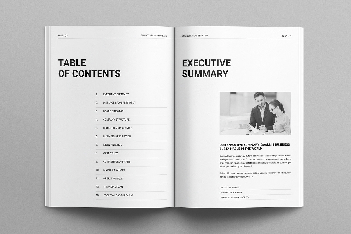 Business Plan Template, a Brochure Template by E-Type (Photo 2 of 7)