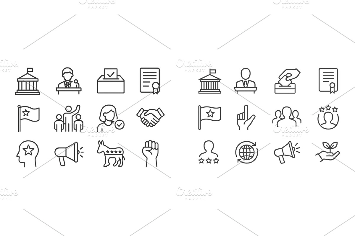 Icons representing democracy, voting, an Object Illustration by ZinetroN