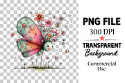 Whimsical Butterfly Flower Clipart, an Illustration by Watercolor design (Thumbnail 3 of 6)