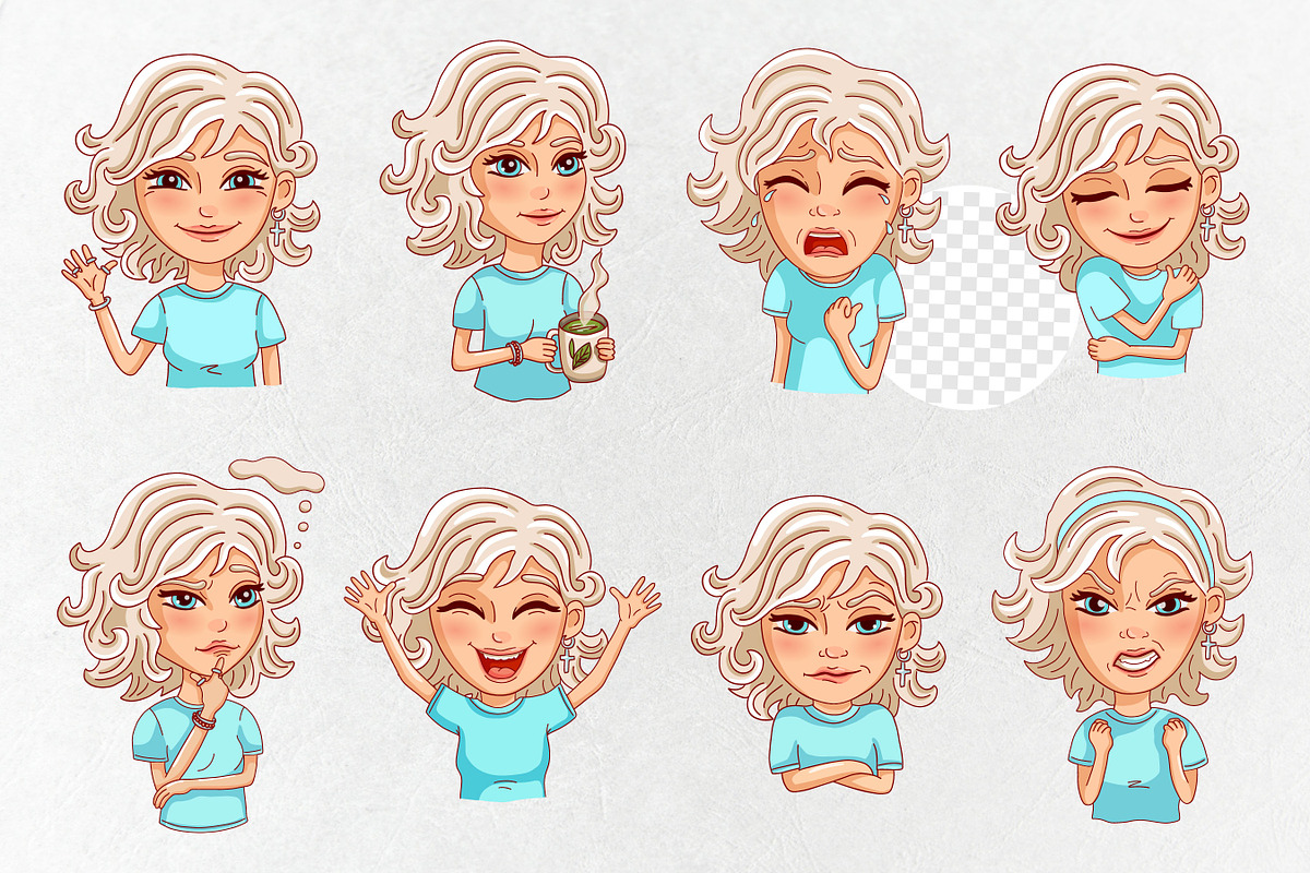 Blond girl  emotions. Avatar. Vector, a Person Illustration by VaraNa Art (Photo 2 of 7)