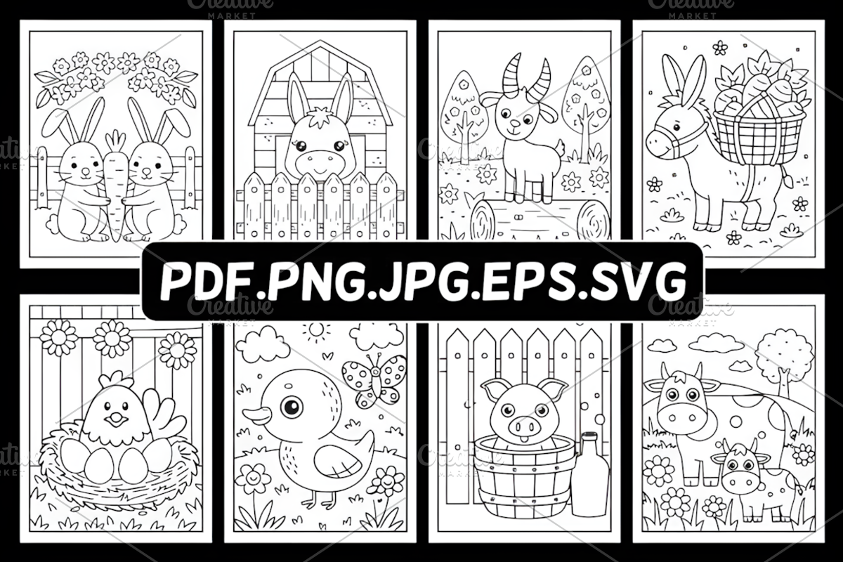 FARM ANIMALS COLORING BOOK for KIDS, an Animal Illustration by Ink Gallery (Photo 2 of 7)