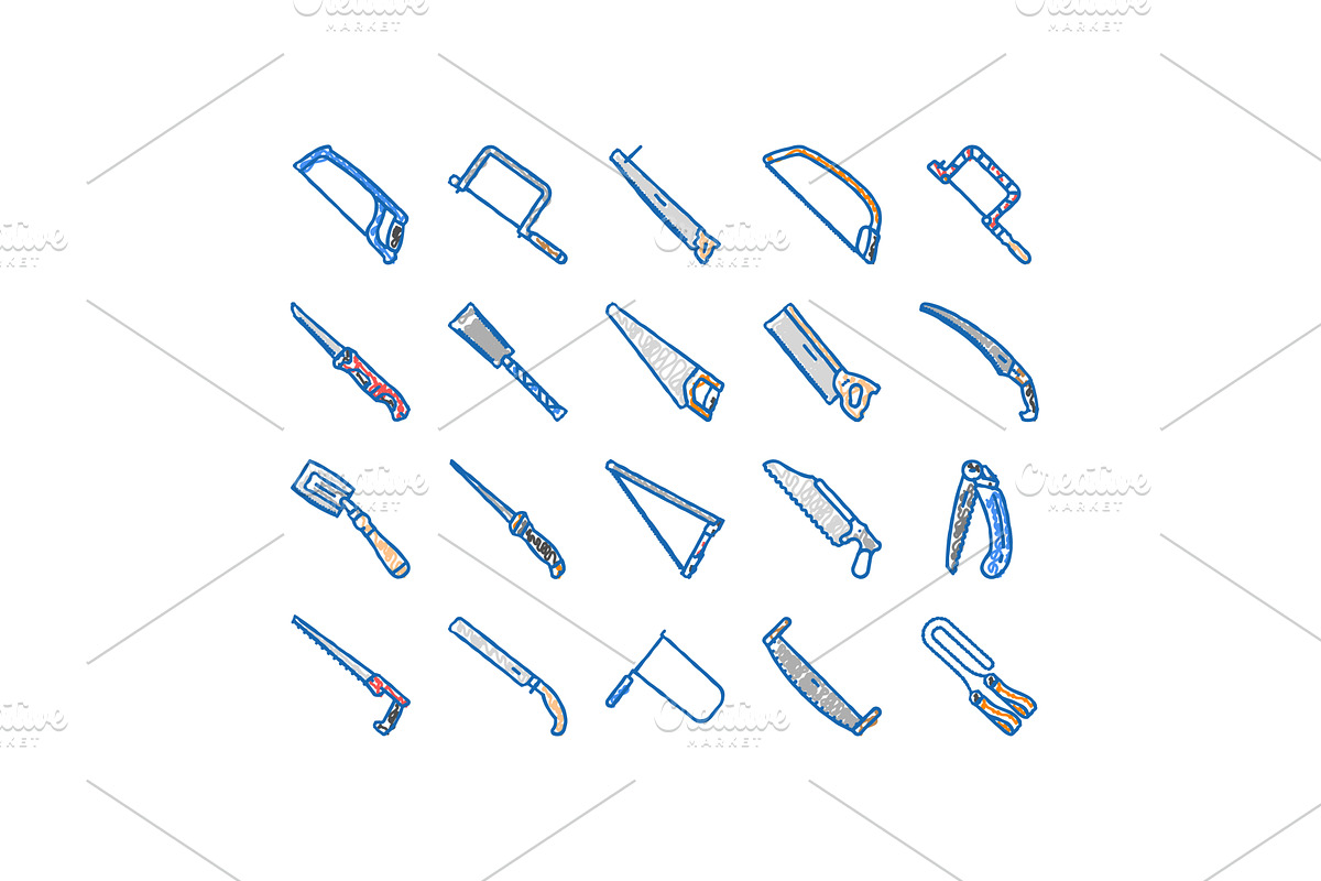 saw hand wood construction icons, an Object Illustration by pikepicture