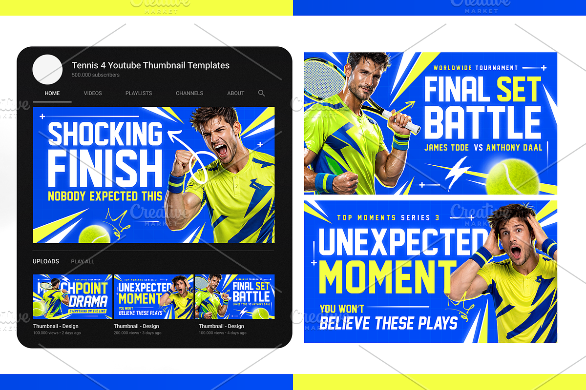 Tennis YouTube Thumbnail Pack, a Social Media Template by OnurDemircan (Photo 6 of 6)
