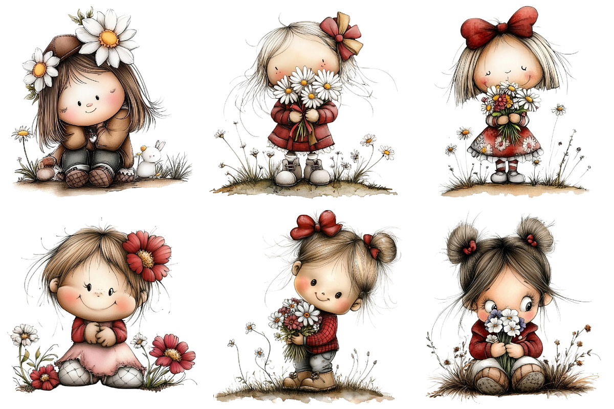 Flowers and Girls Big Clipart Bundle, an Illustration by Daily.Designs (Photo 2 of 5)