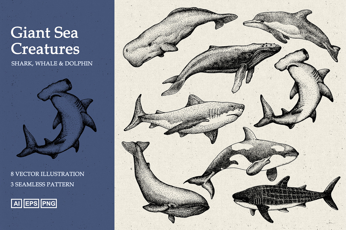 Giant Sea Animal Hand Drawn Elements, an Animal Illustration by Artolabs (Photo 1 of 5)