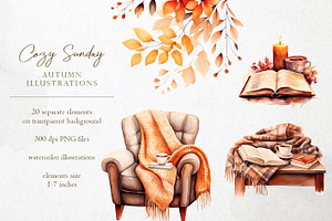 Cozy Sunday Autumn Watercolor