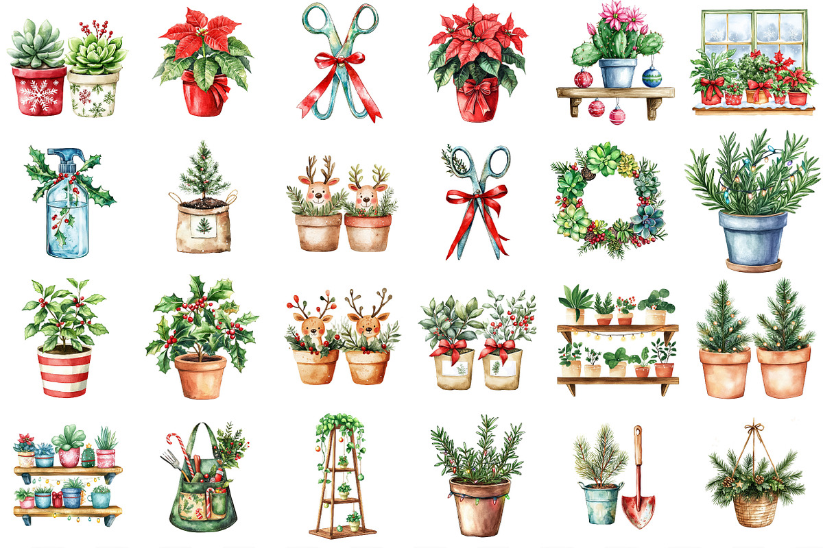Christmas Indoor Gardening Clipart, an Illustration by Designking (Photo 2 of 4)