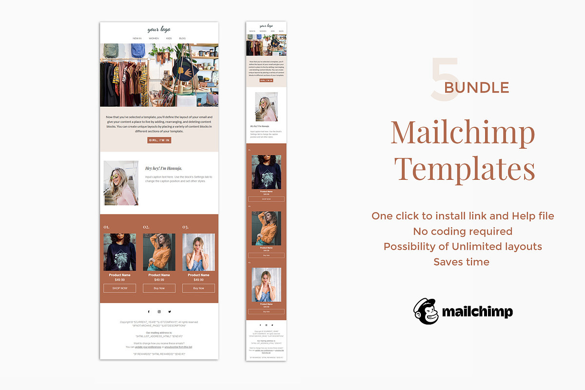 5 Mailchimp Email Templates, an Email Template by Kala and Hansuja Studio (Photo 4 of 7)