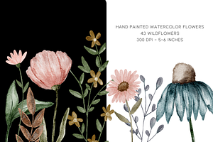 Painted Watercolor Flowers Clipart