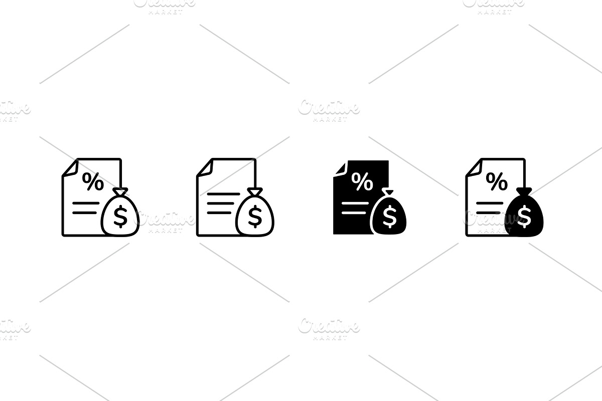 Money and percentage icon set, a Finance Illustration by skripnikbb