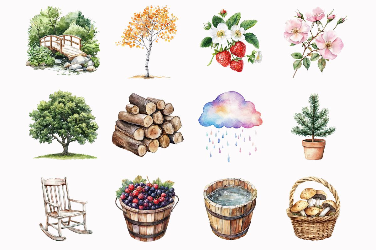 Watercolor Woodland Stories Clipart, an Illustration by Design Market (Photo 2 of 5)