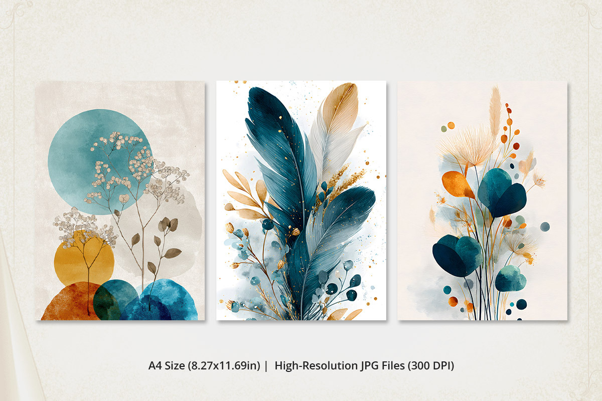 Abstract Botanical Feather Wall Art, a Poster Template by Pixeness Studio (Photo 2 of 2)