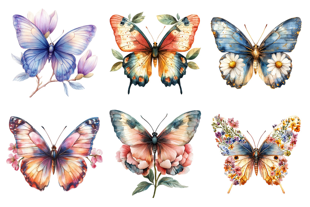 Watercolor Spring Butterfly Clipart, an Illustration by Daily.Designs (Photo 3 of 5)
