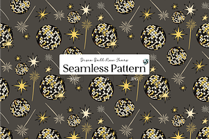 Disco Ball New Year Seamless Pattern