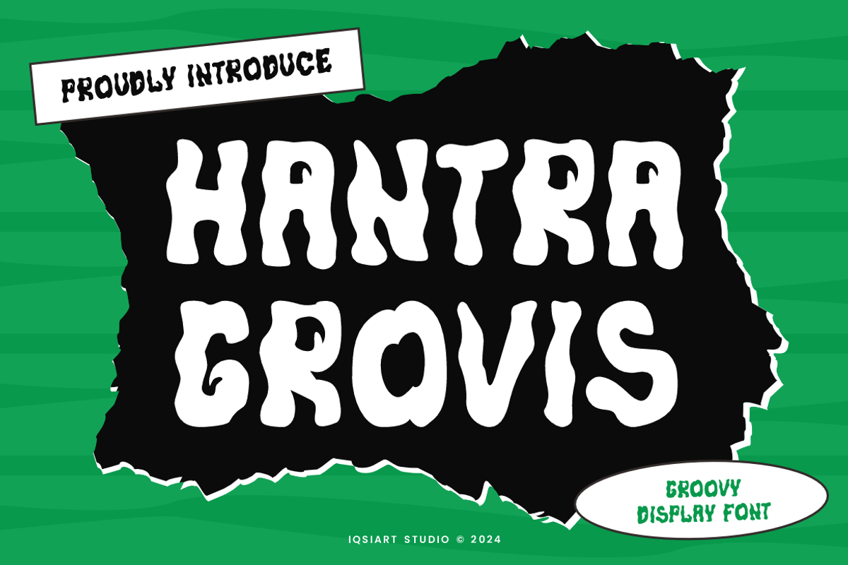 Hantra Grovis - Groovy Font, a Sans Serif Font by Iqsiart Studio (Photo 1 of 7)