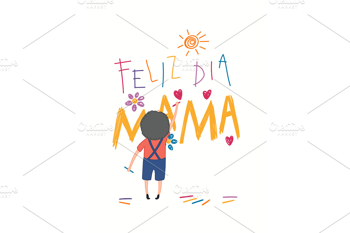 Mothers Day card with boy drawing, an Illustration by sceptical cactus