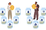 Man and woman allocate money for, a Finance Illustration by Vectorbuum (Thumbnail 2 of 3)
