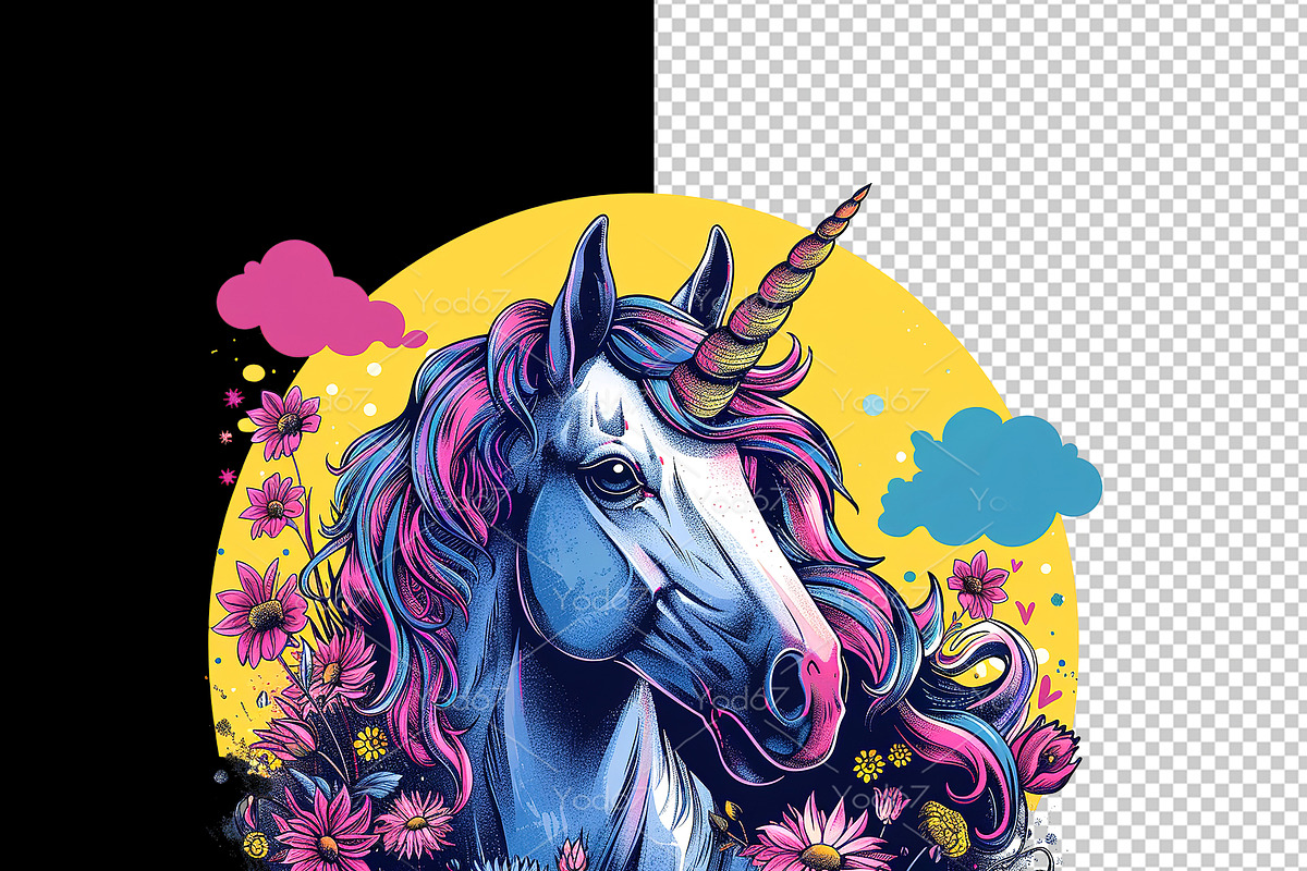 Vibrant unicorn with a spiral horn, an Animal Illustration by yod67 (Photo 2 of 9)