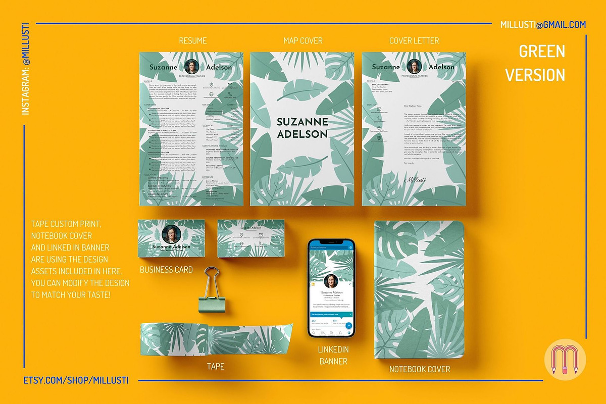 Natural Tropical Leaves Resume Canva, a Resume Template by Millusti (Photo 9 of 9)