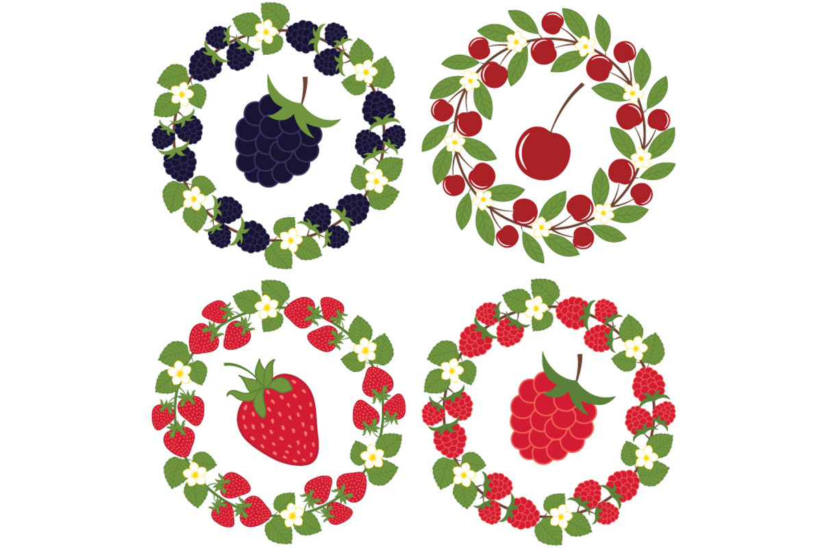 Berry wreath set, an Illustration by TheCreativeMill