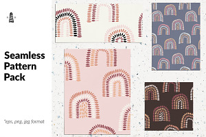 Hand drawn uneven rainbows in earthy