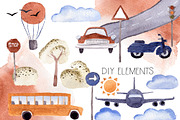 Traffic Hand Painted Watercolor Set, an Education Illustration by Sha1nee (Thumbnail 2 of 5)