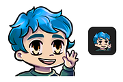 12 Blue Hair Chibi Boy Twitch Emotes, an Illustration by Custom Fonts & Patterns (Thumbnail 11 of 12)