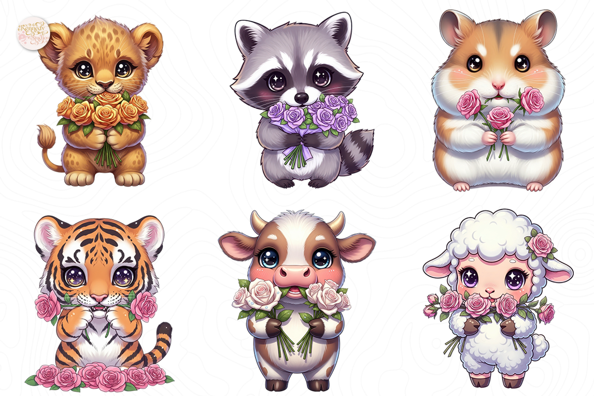 Animals and Roses PNG Clipart Floral, an Animal Illustration by KennedyStudio (Photo 3 of 5)