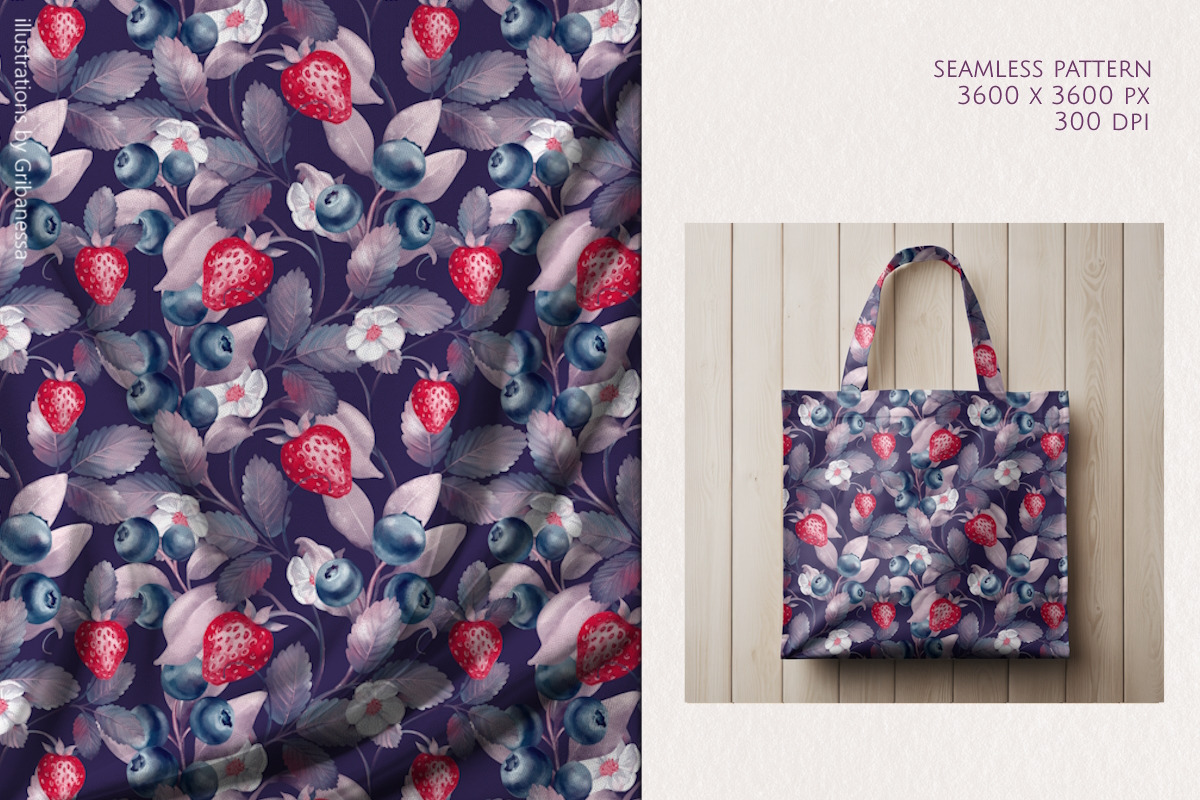 Berry Sweet Summer Patterns, a Decorative Illustration by Gribanessa (Photo 4 of 6)
