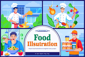 Food Illustration Art Set, a Food Illustration by Prosymbols