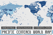 Pacific Centered World Map, a Work Illustration by Cartorical (Thumbnail 1 of 6)
