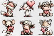 Whimsical Valentine Animal Clipart, a Seasonal Illustration by Rose Art (Thumbnail 4 of 7)