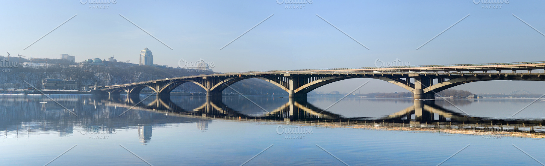 Panorama Metro bridge river Kiev, an Architecture Photo by joyt