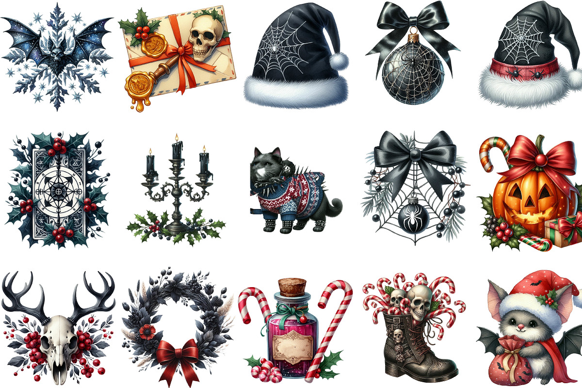 Goth Christmas Bundle, an Illustration by Designking (Photo 2 of 5)