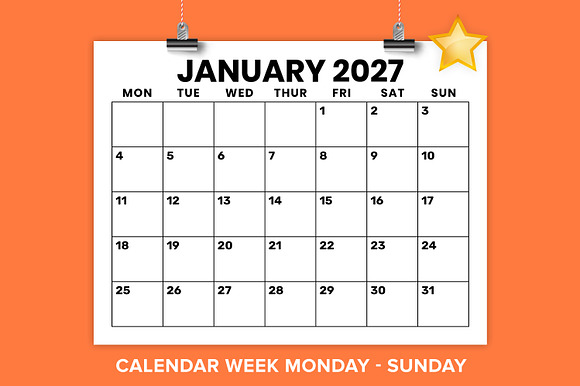 2027 8.5x11 Inch MON-SUN Calendar preview 6